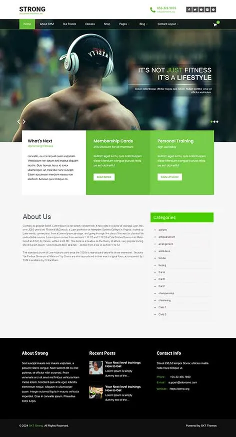 Free Fitness WordPress Theme for Gyms & Trainers