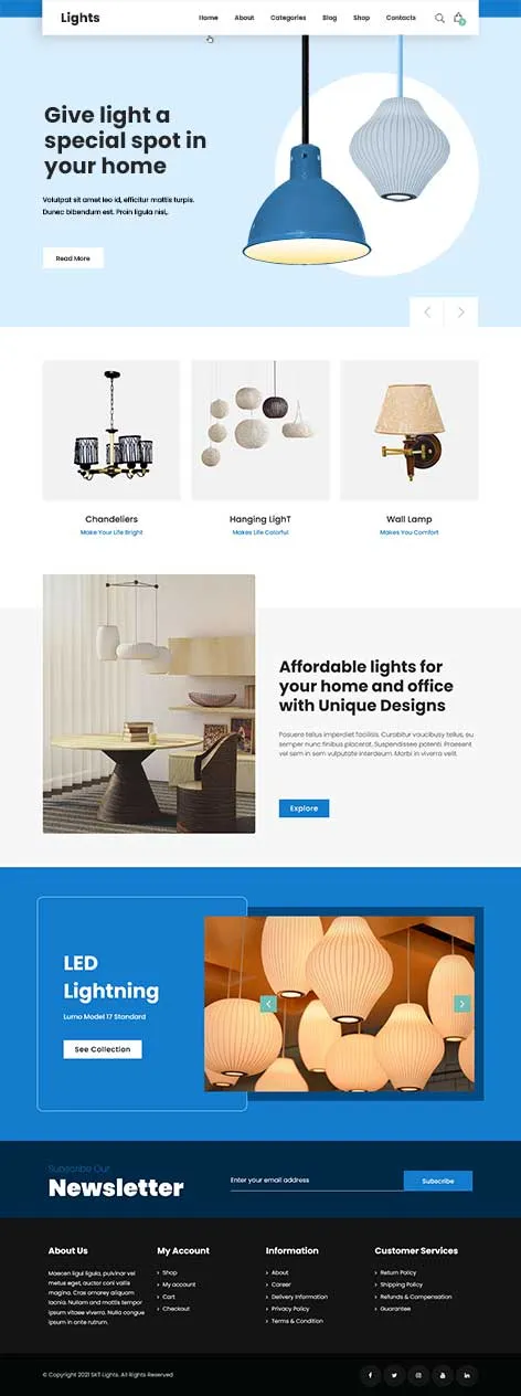 Free Lights WordPress Theme with bright and modern responsive layout
