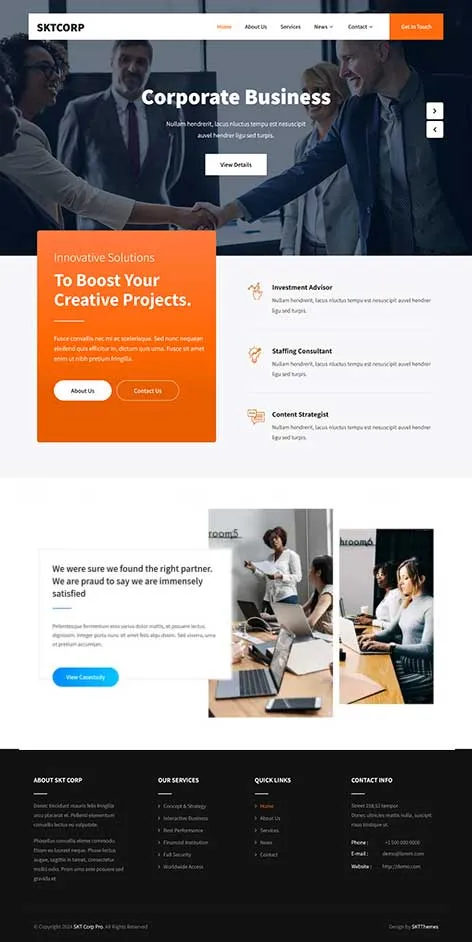 Free Website Design Template with responsive and modern layout
