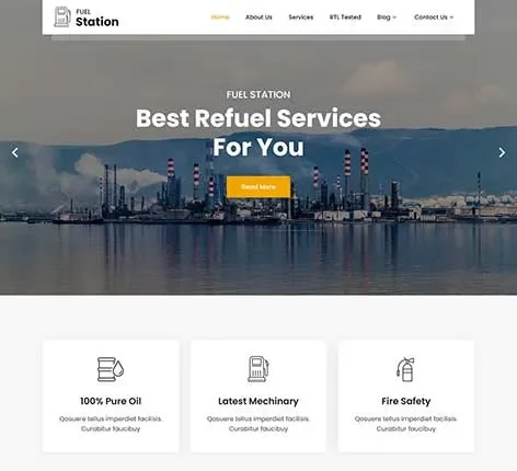 Gas Company WordPress Theme with safety, service, and rates section