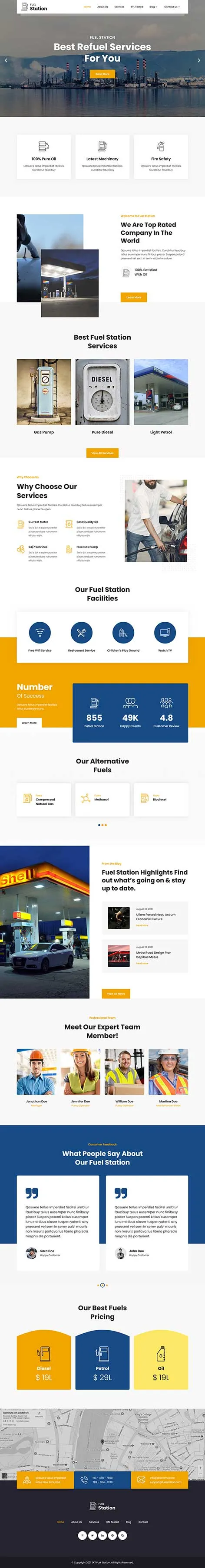 Gas Company WordPress Theme with safety, service, and rates section
