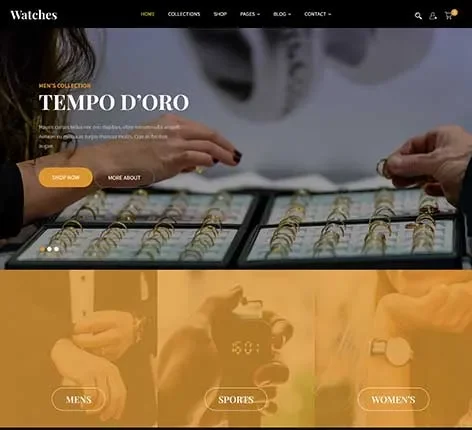 Jewelry Stores WordPress Theme showing luxury product display sections