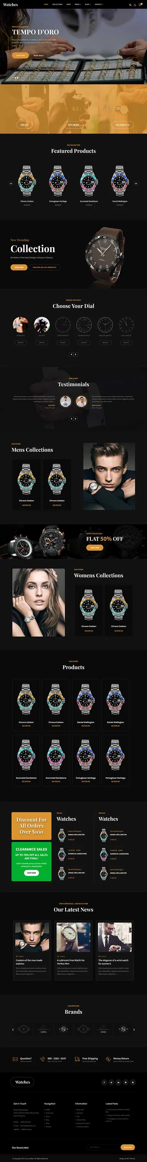 Jewelry Stores WordPress Theme showing luxury product display sections