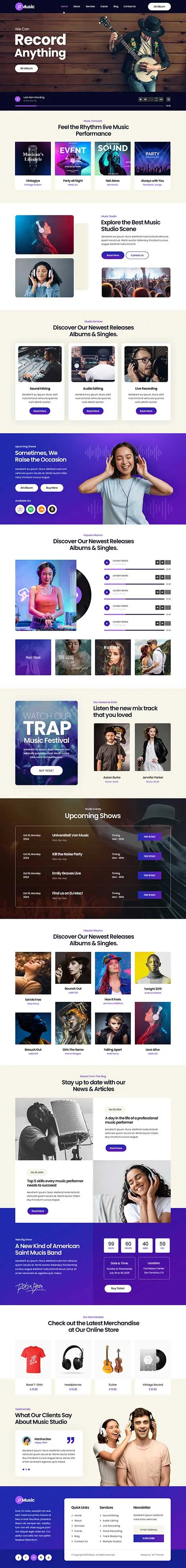 Music Composer WordPress Theme with portfolio and track previews