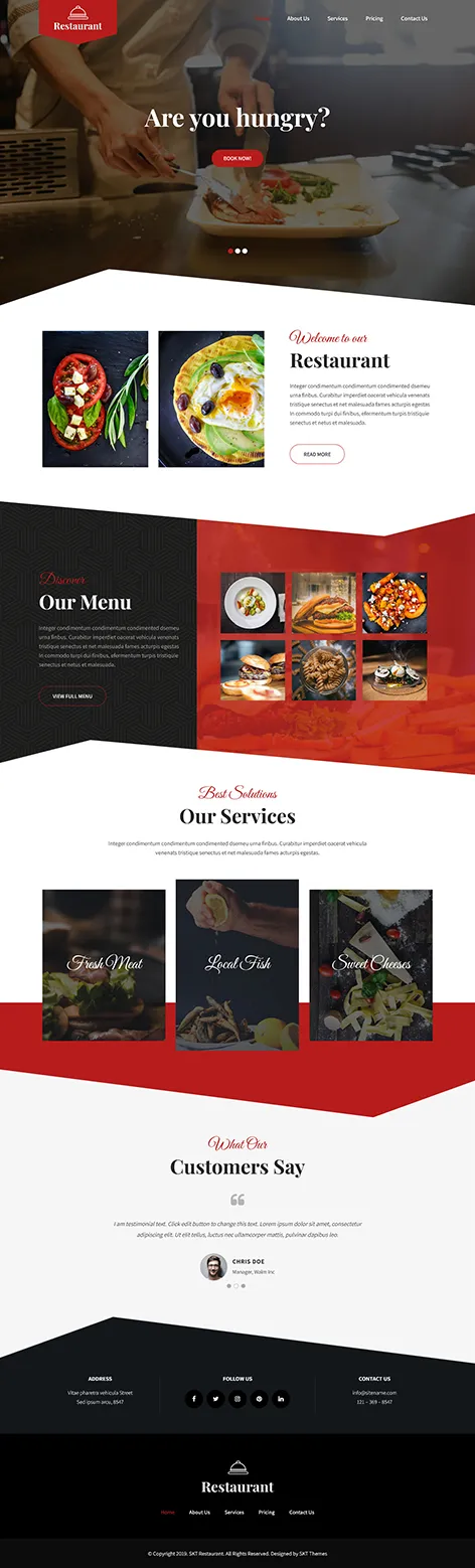 Restaurant Website Template by SKT Themes
