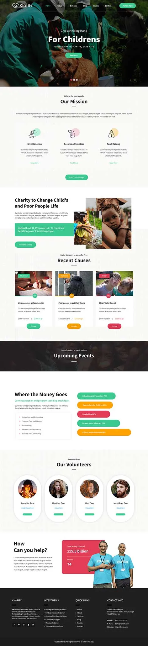 Social Workers WordPress Theme with community project layout