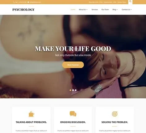 Therapists WordPress Theme with appointment and specialty sections