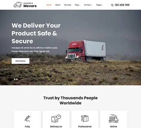 Transport WordPress Theme with route maps and booking sections