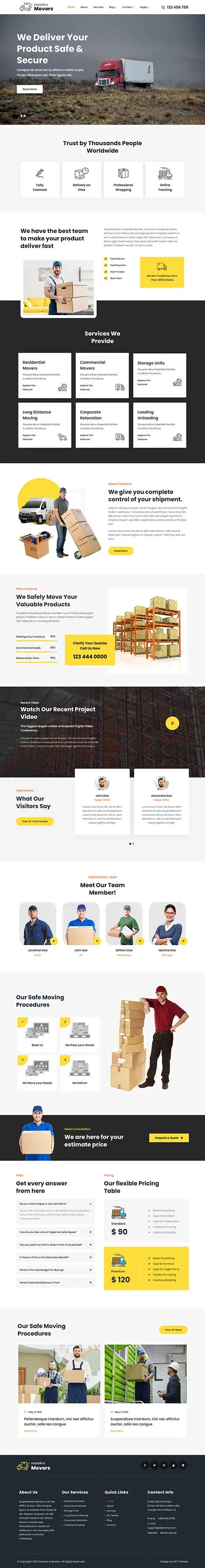 Transport WordPress Theme with route maps and booking sections