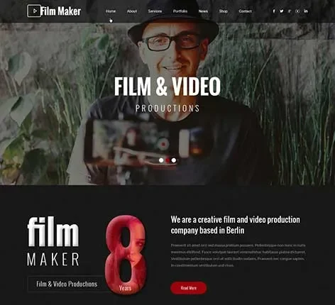 Video Header WordPress Theme with full-width autoplay intro design