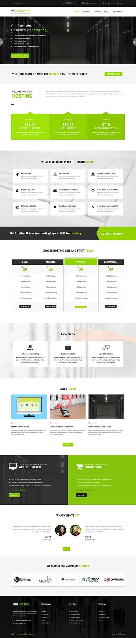 Website Hosting WordPress Theme by SKT Themes â€“ Promote hosting services and support plans