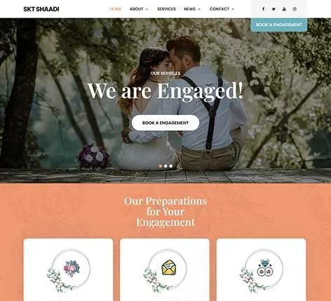 Wedding Website Template with RSVP and couple timeline design