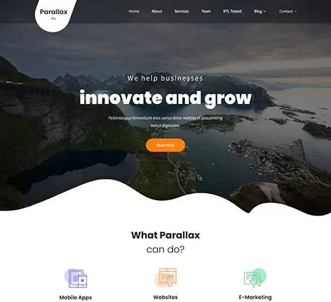 WordPress Parallax Template with smooth scrolling effects