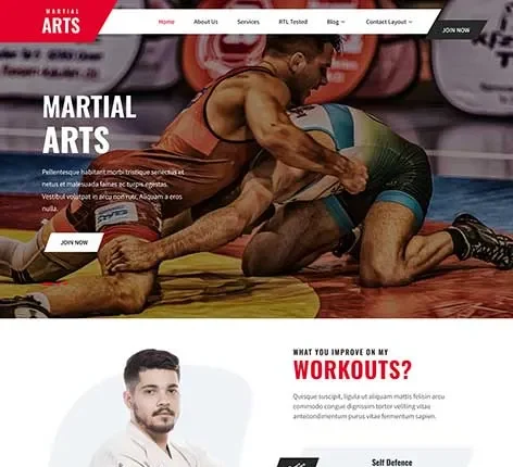 Wrestling WordPress Theme featuring sports team profiles and event calendar