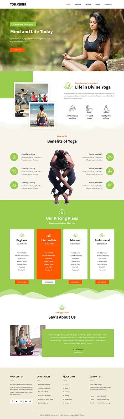Yoga Instructor WordPress Theme Studios with calming layout and class schedules