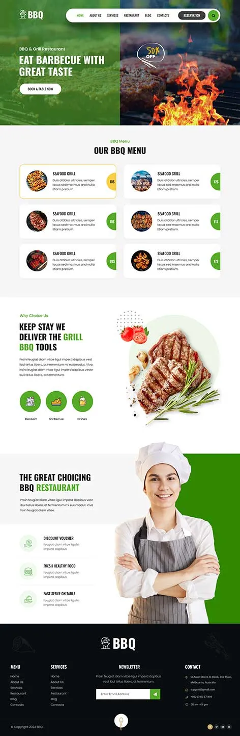 Free Barbecue WordPress Theme for Restaurants & Grill Businesses