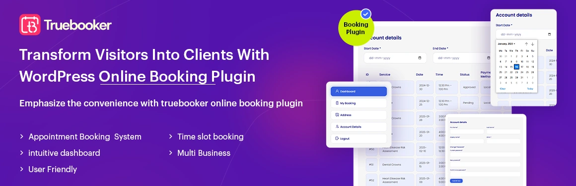 10+ Best Appointment Booking Plugins for WordPress Website TrueBooker – Appointment Booking and Scheduler System