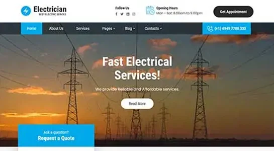 Home Electrician Pro - Electrician Website Template