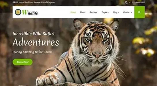 8 Best Jungle WordPress Themes for Wildlife Conservation SKT Wildlife Tour - Jungle Safari WordPress Theme